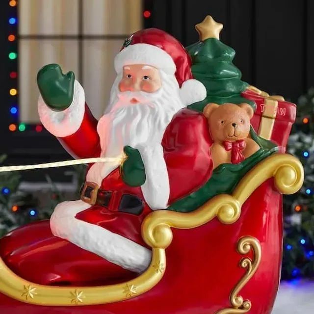 Santa’s Sleigh with Reindeer Holiday Decoration Christmas 2025